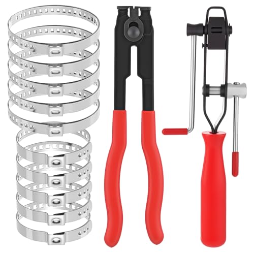 CV Joint Banding Boot Axle Clamp Pliers with 10 PCS Stainless Steel CV Joint Boot Band Clamps Automotive Boots Clamp Pliers Axle Boots Clamps for Most Cars