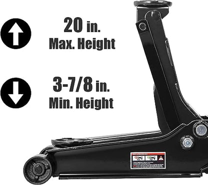Torin Low Profile Hydraulic Floor Jack with Dual Quick Lift Pump, 4 Ton (8,000 lb) Capacity, Black - size: 4 Ton, style: Dual Pump