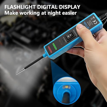 ZKTOOL 6-24V Digital LED Display Power Circuit Probe Tester Kit,Automotive Electrical System Tester,Car Circuit Tester, Short Circuit/Voltage Tester, Polarity Identify, Test Light,with Packaging Box