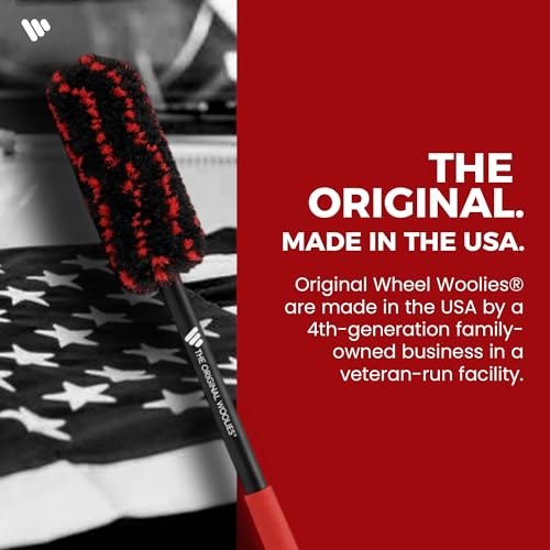 Wheel Woolies Car Detailing Brush Set - 3pc Car Wheel Brush Kit (18”, 12”, 12”) for Rims, Barrel, Spokes & Brake Dust | Soft No Scratch Rim Brush with Long Handle & Anti-Slip Grip | Made in USA
