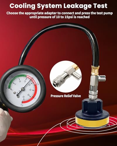 ATPEAM 18pcs Radiator Pressure Pump Cooling System Car Leak Tester Detector Tool Water Tank Adapter Auto Coolant Vacuum Purge Head Gasket - size: 18pcs