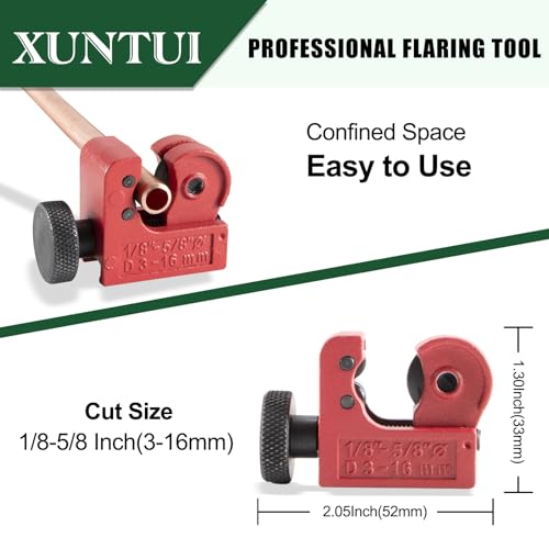 Brake Line Flaring Tool Kit, 3/16"-5/8" Double & Single | 7 Adapters, Red Storage Case, for Copper & Aluminum Brake, Fuel and Soft Metal Tubing