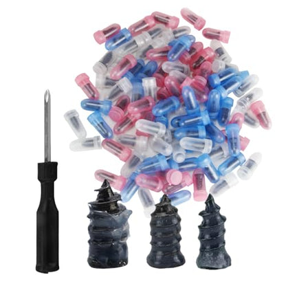 Tire Plug Screws Kit Tire Repair Rubber Studs with Screwdriver 3 Size Mending Nail Plugs Tyre Repair 90 Pieces - size: 3 Size 90 Count