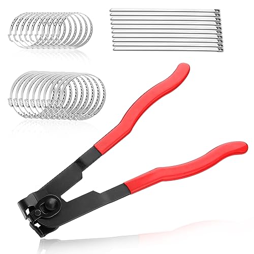 31PCS CV Joint Boot Clamp Plier with Adjustable Stainless Steel Ear Joint Banding Clamps Locking Metal Cable Zip Ties Automotive CV Axle Boot Repair Kit CV Boot Clamp Tool for Most Cars