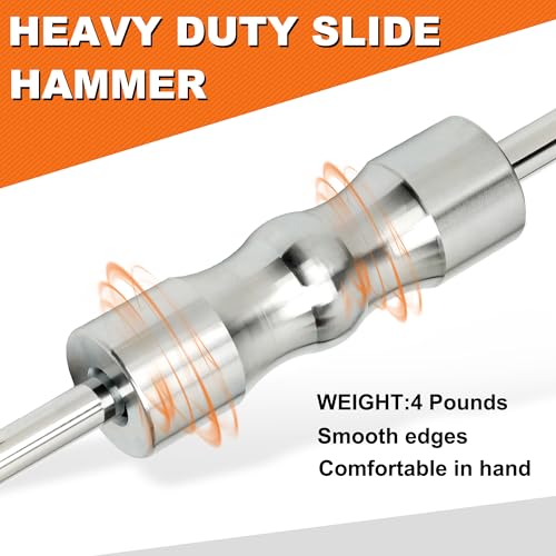Inner CV Axle Puller Tool with Slide Hammer, 63mm and 48mm CV Joint Fork Adapters, Front Wheel Drive Axle Puller Attachment CV Axle Removal Tool (8pcs Set with Carrying Box)