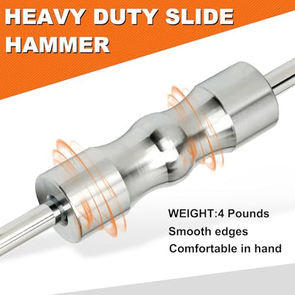 Inner CV Axle Puller Tool with Slide Hammer, 63mm and 48mm CV Joint Fork Adapters, Front Wheel Drive Axle Puller Attachment CV Axle Removal Tool (8pcs Set with Carrying Box)