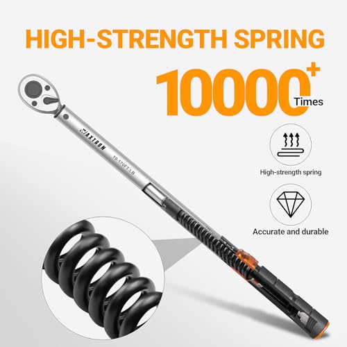 Ratcheting Click Torque Wrench Set, 1/4" 3/8" 1/2" Drive, 6-Piece Combo Kit with Extension Bars