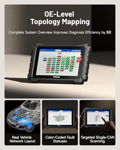 TOPDON ONE Bidirectional Scan Tool, 10.1" OBD2 Scanner with J2534 Pass-Thru and ECU Coding, Over 50 Resets, Topology Mapping Car Diagnostic Tool for Dealer-Level Technicians