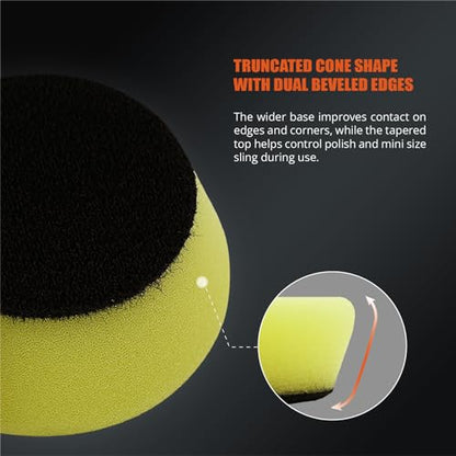 SPTA Yellow T80 Mini High-Cut Foam Polishing Pad Sets, 5Pcs 1.3inch/32mm Sponge Polishing Buffing Pads, Car Foam Detail Polishing Pad Kit for Car Detail Polishing, Small Area Polishing -FPTSS1Y - color: 5Pcs Yellow T80 High-Cut Pad, size: 1.3 Inch (32mm)