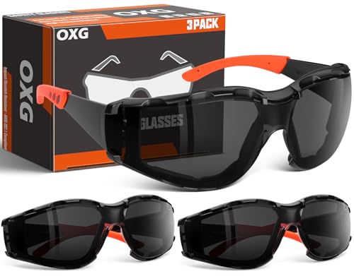 OXG Safety Glasses for Men, ANSI Z87.1 Anti-Fog Impact Resistant Protective Eyewear, Foam Gasket, UV400 Protection - color: 3-black-orange