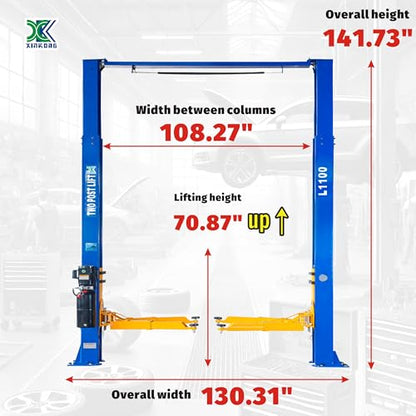 XK-L1100 Auto Lifts 10000lbs Car Lift 220V Two Post Auto Truck Clear Floor Hoist with 36 Months Part Replacement - color: Model L1100-220V