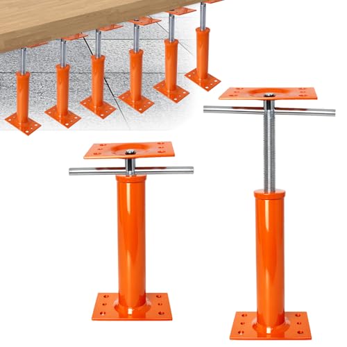 6 Pack 10.8-16.5 in Adjustable House Floor Jacks, Steel, Orange, 11,000 lb | Crawl Space Jack Posts Include Built-In Adjustment Rods; Support Up to 11,000 lb Each for Temporary Floor and Beam Support - size: 6P 10.8-16.5 inch