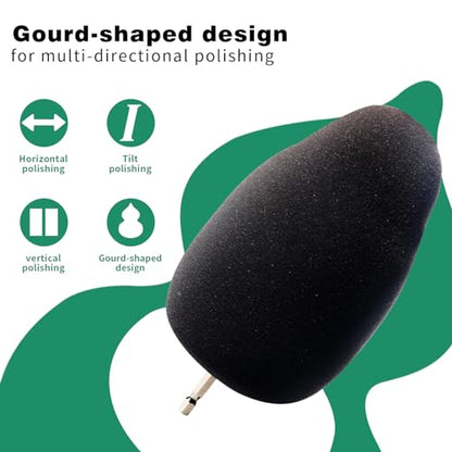 Wheel Polisher Kit for Drill,1/4" Hex Shank for Standard Household Drill/Impact Driver,Gourd Head Design is Very Suitable for Cleaning All Kinds of Wheels, Exhaust Tips,Grilles & etc. - size: 1PCS Wheel Polisher