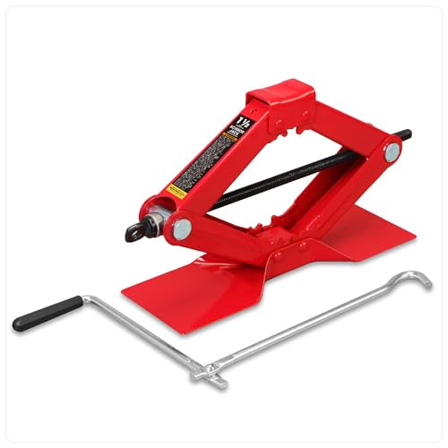 Big RED T10152-3 Torin Car Scissor Jack: Steel Portable Tire Jack with Handle Mounts Durable Leveling Jacks for Car, Truck, Sedans, MPV, 1.5 Ton (3,300 lbs) Capacity