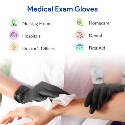 Black Nitrile Disposable Gloves | 200-Pack | Latex-Free for Medical, Surgical, Cleaning, Food Prep, Cooking, Tattoo - style: X Small