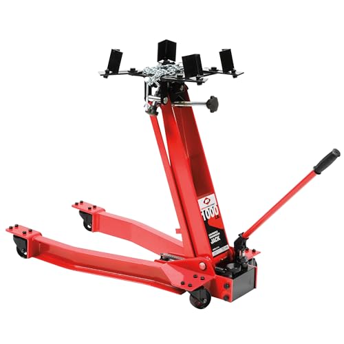 AFF Low Profile Manual Hydraulic Transmission Jack - Heavy Duty Steel Body, Adjustable Saddle with Safety Chain & 360 Handle - For Transmissions, Transfer Cases & Differentials (Multiple Capacities) - size: 1000 lbs Capacity