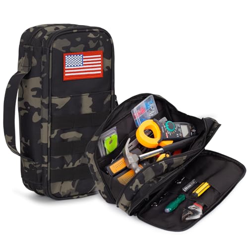 ATRIPACK Tactical Small Tool Bag for Repairmen,Multi-purpose Organiser Bag | Water Resistant Tool Pouch with Zipper Handle, Tool bags for men,Compact Tool Organiser for Repairmen, Carpenters,Handymen - color: Camo Black