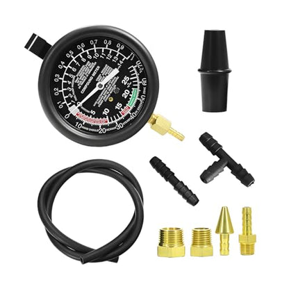 Car Fuel Pump and Vacuum Tester Gauge, 9PCS Vehicle Carburetor Pressure Diagnostics Leakage Tool Kit, Automotive Fuel Pump Testing Meters, Universal for SUV Sedan Truck
