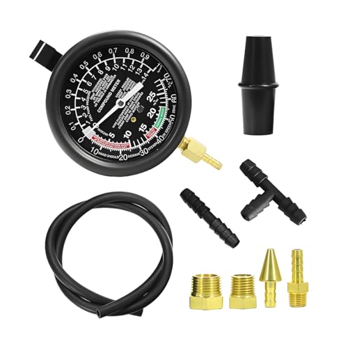 Car Fuel Pump and Vacuum Tester Gauge, 9PCS Vehicle Carburetor Pressure Diagnostics Leakage Tool Kit, Automotive Fuel Pump Testing Meters, Universal for SUV Sedan Truck