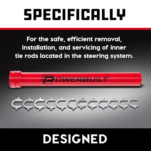 Powerbuilt Master Inner Tie Rod Removal Tool Kit, 13 Pieces, Steering and Suspension, Adapter and Extension Wrench, Storage Case - 647785 - size: 13 Piece