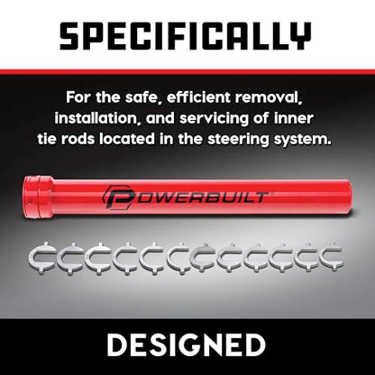 Powerbuilt Master Inner Tie Rod Removal Tool Kit, 13 Pieces, Steering and Suspension, Adapter and Extension Wrench, Storage Case - 647785 - size: 13 Piece