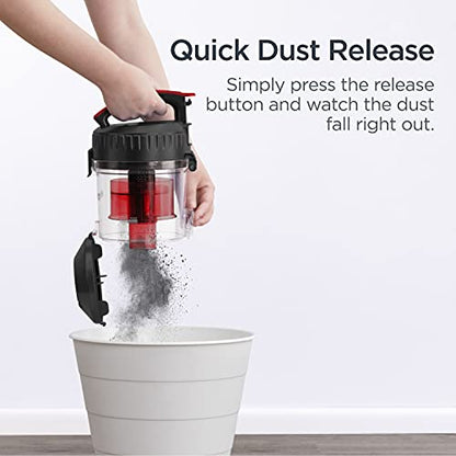 Eureka Bagless Canister Vacuum Cleaner, Lightweight Vacuum for Home, Red | NEN110D WhirlWind, Lightweight, Power Suction, ≤82 dBA. HEPA, 2.5L Dust Container, 2-in-1 Vac for Hard Floors, Carpets - color: Red