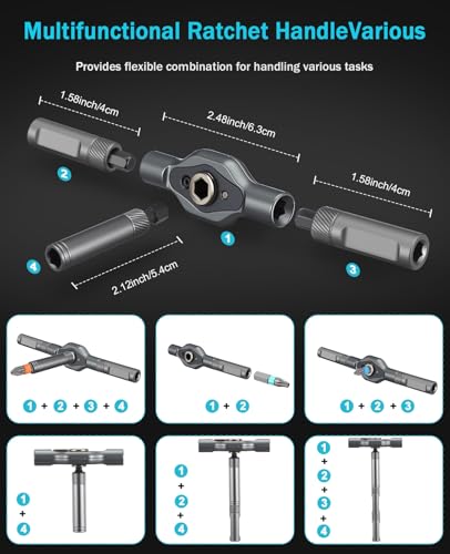 24-in-1 Magnetic Ratchet Screwdriver Set, Professional Multi-Bit Repair Kit with Detachable T-Handle & Portable Case for Electronics, Furniture, Bikes, iPhone & Car Maintenance
