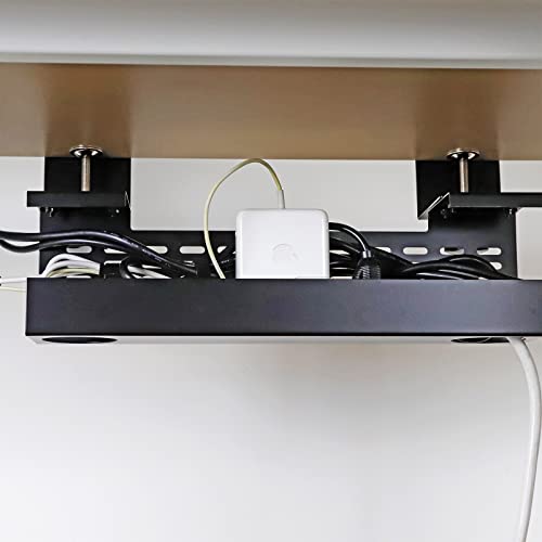 AEONS Under Desk Cable Management Tray Wire Cord Organizer Removable C Clamp Mount No Drill Computer Cord Raceway and Modesty Panel, Black, 16-inch - style: 16” 1 Tray