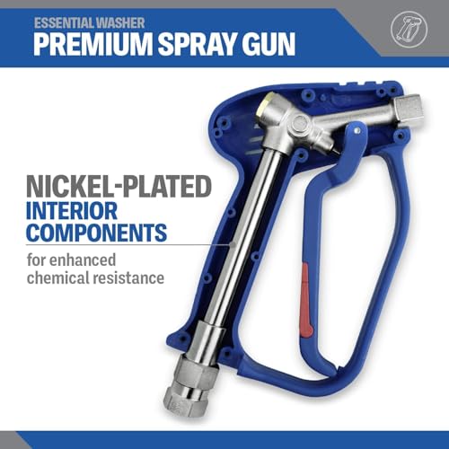 Essential Washer Short Pressure Washer Gun with Stainless Steel Swivel | Compatible with Foam Cannon | High Pressure Water 4000 PSI - style: Stainless Swivel Gun