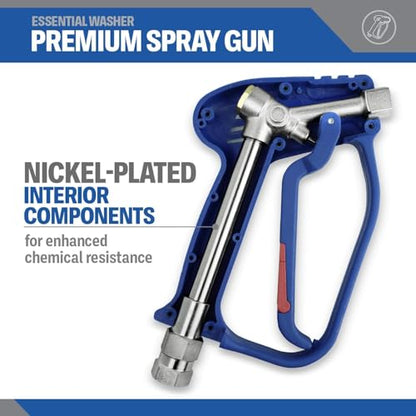 Essential Washer Short Pressure Washer Gun with Stainless Steel Swivel | Compatible with Foam Cannon | High Pressure Water 4000 PSI - style: Stainless Swivel Gun