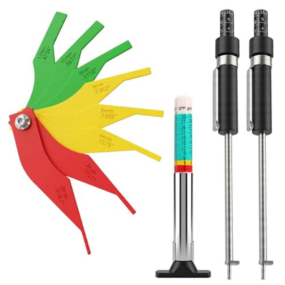4 Pcs Car Brake Pad Thickness Gauge Set, Tread Depth Gauge, Color-Coded Brake Pad Measuring Tool for Car Truck Motorcycle