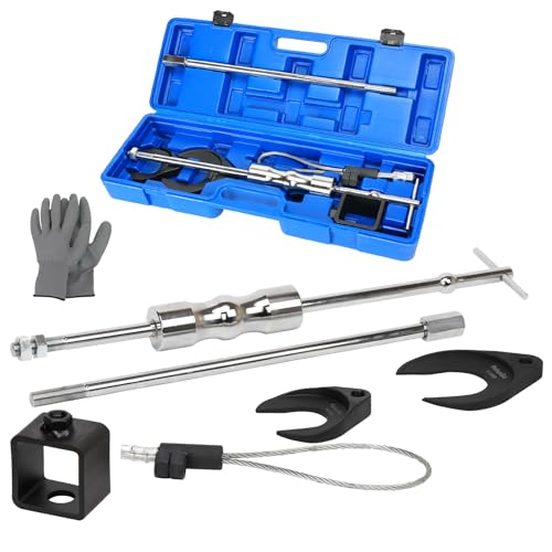 ReluxGo Inner CV Axle Puller Removal Tool with 5/8"-18 Slide Hammer and Extension Upgraded Pole, CV Joint Removal Tool with 63mm 48mm CV Joint Fork and Outer CV Joint Adapter Steel Cable Adapter - size: 2" & 2.5" CV Joint Fork With Box