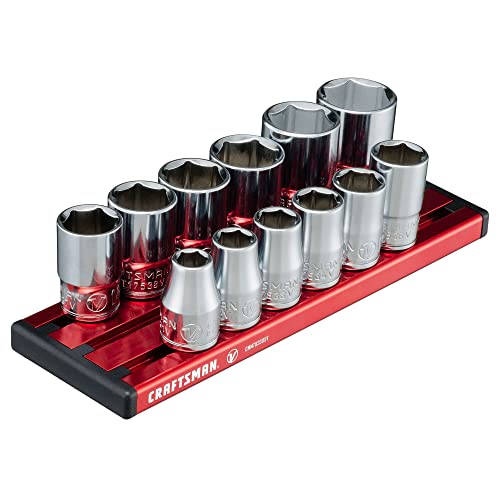 CRAFTSMAN V-SERIES Socket Set, Shallow MM, 3/8 Inch Drive, 12 Piece (CMMT17530V) - style: Shallow MM