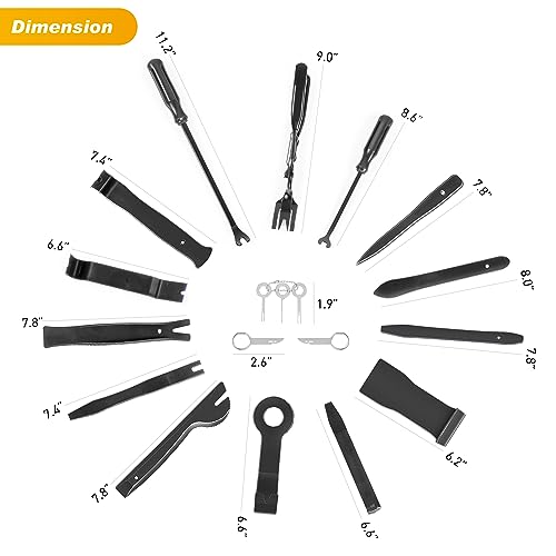GOOACC 19Pcs Trim Removal Tool Set Panel Fastener Clips Removal Automotive Plastic Upholstery Pliers Removal Install Removal Car Tool with Storage Bag for Trim Panel Audio Clip Pliers Terminal-Black - color: Black