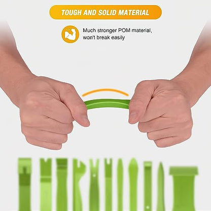 GOOACC 40Pcs Trim Removal Tool,Auto Terminal Removal Key Tool,Auto Clip Pliers Stereo Removal Tools,Car Upholstery Repair Removal Kit,Precision Hook and Pick Set,Wiring Threader,Car Film Scrape-Green - color: Green