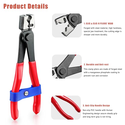 AKIHISA CV Boot Clamp Pliers, 7inch CV Boot Clamp Tool, Hose Clamp Pliers, Clic & Clic-R Type for Automobile Collar Repair Tools