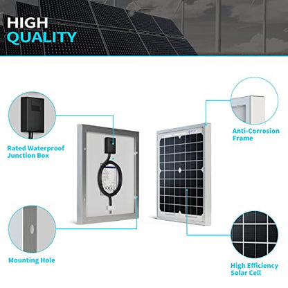 ACOPOWER HY010-12M Mono Solar Panel for 12V Battery Charging RV Boat, Off Grid, 10W - size: 10W