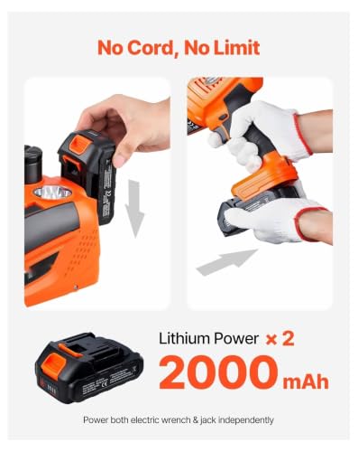 Electric Car Jack 5 Ton, Scissor Jack with Impact Wrench Kit, 11000lbs - LED Light, Portable Tire Change Jack for Sedan, Truck, SUV