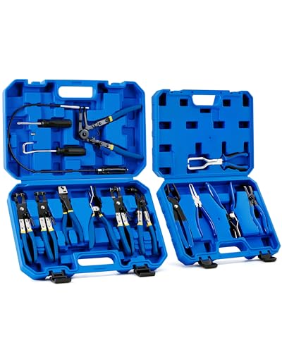 OMT14pc Fuel Line Pliers &Hose Clamp Pliers Set, Fuel Line Disconnect Tool | Hose Clamp Disconnect Tool with Fuel Filter Caliper Pipe, Heavy-Duty Hose Removal Pliers, Car Pipe Repair Set for Auto Line