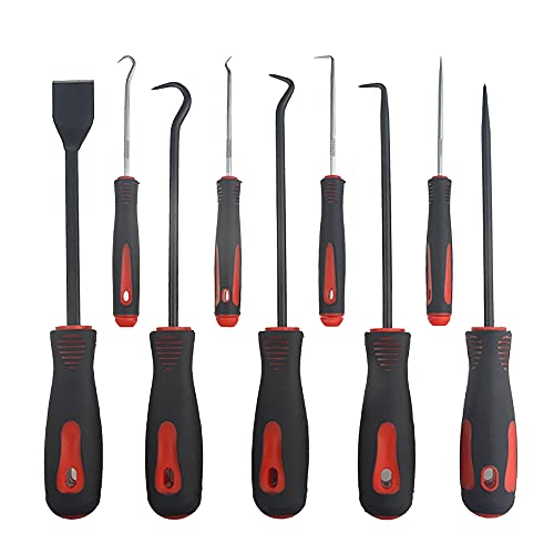 9 PCS Pick and Hook Set with Scraper for Automotive and Electronic Tool, Yellow or Red, Random Color