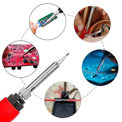 Soldering Iron Kit, 60W Digital LED Display Solder Pen, 5-in-1 Fast Heating with Solder Wire, Flux Rosin Paste, Mini Stand, Sponge for Electronics Repair Hobby DIY 120V US Plug from Plusivo - color: Digital Soldering Iron Kit 7