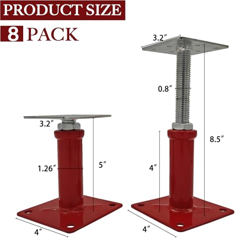 Floor Jacks,5 to 8.5 inch Adjustable Support Beam Basement Jack Post,House Floor Jacks Mini Screw Post Pole for Leveling,Galvanized (8)