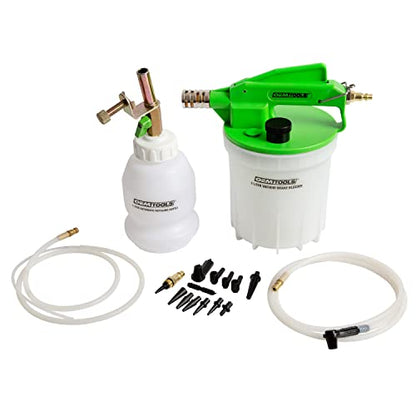OEMTOOLS 22506 2L Vacuum Brake Bleeder Kit, Single-Person Brake Fluid Extraction, Pneumatic Bleeder Tool with Refill Bottle, Disc and Drum Brake Service, Automotive Vacuum Pump System - style: 2 liter