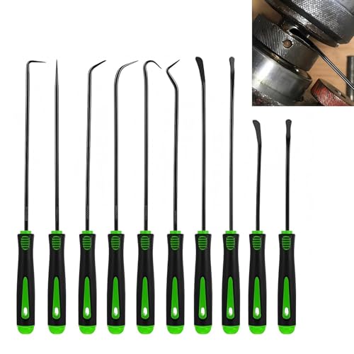 10 PCS Pick Hook Tool Set, Car Oil Seal O-ring Precision Pick Hook Removal Tool, Seal Puller for Removing Hoses, Gaskets, Locks, Universal for Most Cars, Trucks, SUVs (Green)