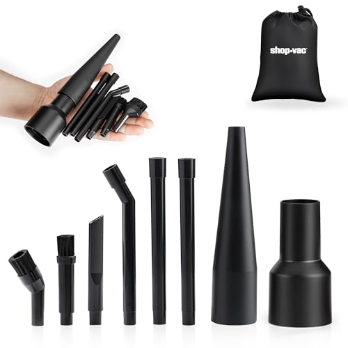 Shop-Vac Micro Cleaning Nozzle Kit with Adapter, 1-1/4" Detailed-Cleaning Attachments for Compact Wet Dry Shop Vacuum, Storage Bag Included, 8 Pieces - size: 8-Piece Kit