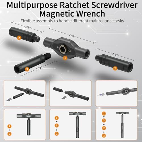 42 in 1 Magnetic Ratchet Screwdriver Set, Multi Bit DIY Magnetic Screwdriver Set with Detachable Ratchet Handle, Portable Precision Repair Tool Kit for Furniture, Electronics, Bicycle New Tools 2026 - size: 42 in 1 Screwdriver Set