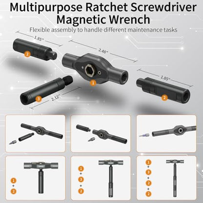 42 in 1 Magnetic Ratchet Screwdriver Set, Multi Bit DIY Magnetic Screwdriver Set with Detachable Ratchet Handle, Portable Precision Repair Tool Kit for Furniture, Electronics, Bicycle New Tools 2026 - size: 42 in 1 Screwdriver Set