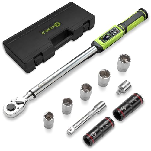 1/2" Digital Torque Wrench Set-3.8-250.8Ft.Lb for Car Auto Trucks | Electric Torque Wrench 1/2 Drive, Vibration Buzzer LED Indicator,±2% Accuracy Five Units for DIYers RV Owners Farmers - style: 1/2" 3.8-250.8Ft.Lb Set