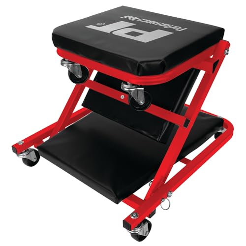 Performance Tool W85034 36-Inch Z-Frame Folding Automotive Creeper, All-in-One Adjustable Roller Garage Seat, Lay Down or Sit, 300 lbs. Capacity, Under Car Creeper, Padded with 6 Swivel Casters
