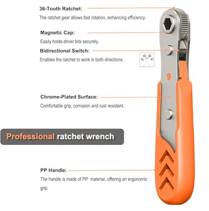 24 in 1 Right Angle Ratcheting Screwdriver Set for tight spaces | with 36-Tooth Ratchet, Multi-Bit Driver Kit for Home DIY, Electronics, Auto Repair & Furniture Assembly - style: 24pcs Ratchet Screwdriver Set